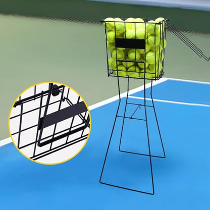 RiToEasysports Tennis Hopper, Portable Iron Frame Ball Collector with Rolling Casters Press Down Mechanism for Pick Up