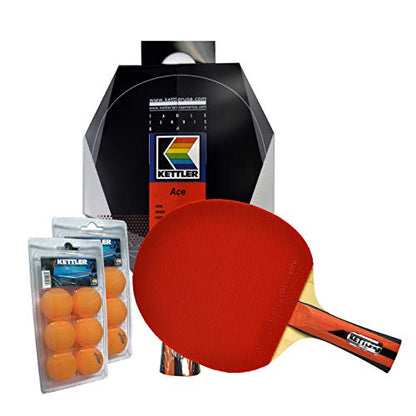 KETTLER Ace Indoor Table Tennis Bundle: 2 Player Set (2 Rackets/Paddles & 12 Balls)