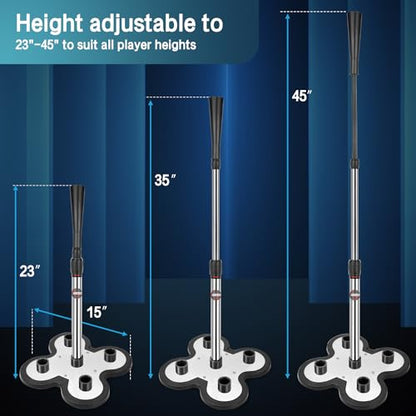 Heavy Duty Baseball and Softball Portable Baseball Tee.10lb Heavy Weight Base. Professional Hitting Tee for Baseball/Softball. Easy Height Adjustment (23"-45") - color: 5 Position
