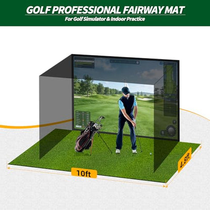 Golf Simulator Turf Mat, 15 mm 8/10/12ft Golf Mat for Indoor Home Setups, Golf Putting Mats Practice Outdoor Training Golf Hitting Mat for Putting Practice Football Sports Gym Backyard
