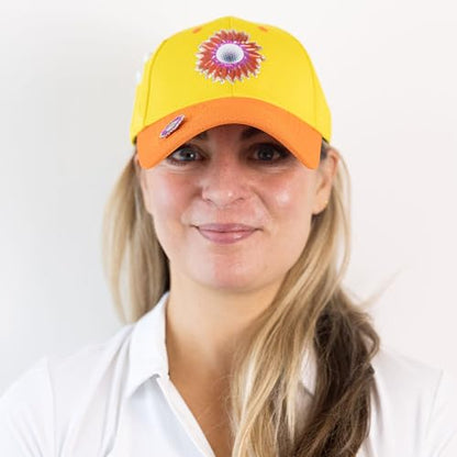 Ladies Adjustable Hats - Tee Holder with Tees & Bill Magnet with Ball Marker - 100% Custom Made - color: Sunny Dayz, style: Center
