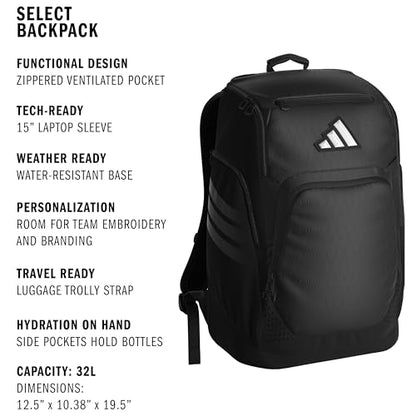 adidas Select Basketball Backpack for Practice, Gym and Travel, 32L - color: Black