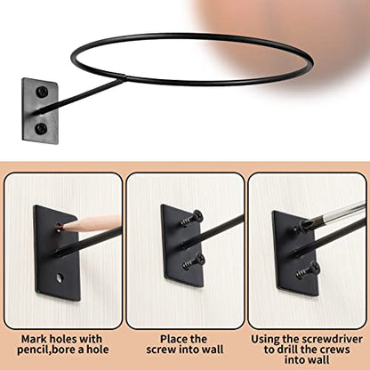 Lounsweer 10 Pcs Ball Storage Holder Wall Mount Metal Basketball Display Rack Sports Room Decor for Basketball Football Volleyball Soccer(5.3 Inch)