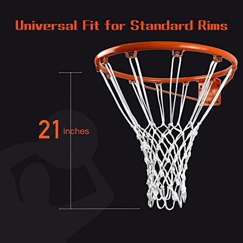 Sanung 2 Pack Basketball Net, Weather-Proof Standard Size Replacement White Basketball Mesh Net for Indoor and Outdoor, Easy to Install