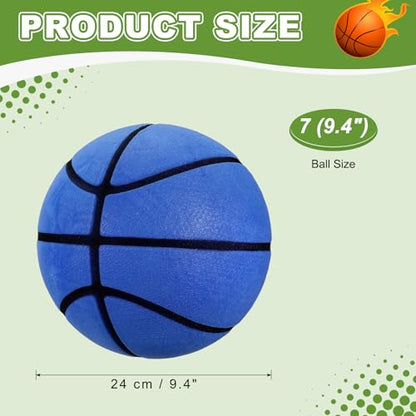 Silent Basketball, Quiet Basketball High Density Foam No Noise Sculpted Groove Bouncing Ball with Net Bag - color: Blue, size: 9.4 Inch