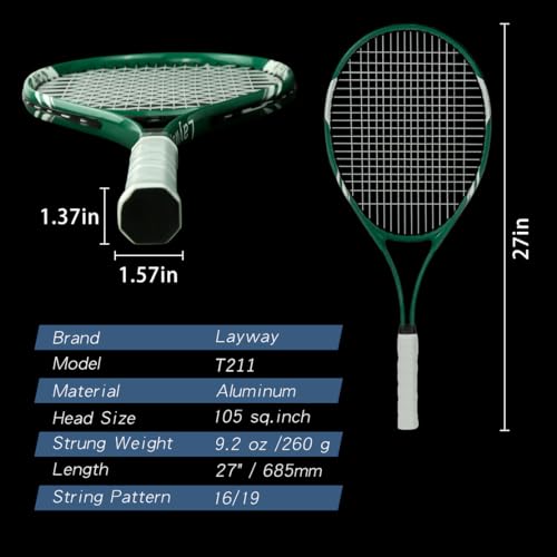 Tennis Rackets 2 Players Recreational for Beginners,Pre-Strung 27 Inch Light Adult Racquet Set for Women Men with Tennis Balls,Overgrips and Carry Bag