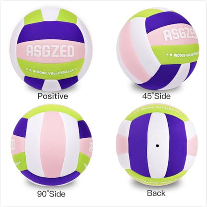 Soft Volleyball for Indoor Practice-Super Soft & Silent Fabric Indoor Volleyball Lightweight for Kids Youth Beginners, Perfect for House Yard Training Practice Games(Deflated,with Pump)
