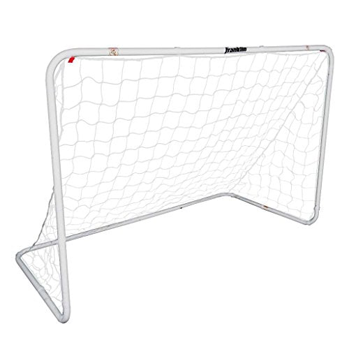 Franklin Sports Competition Soccer Goals - Backyard Portable Steel Soccer Goals - Adult + Youth Soccer Goal with Net + Ground Stakes Included - Multiple Sizes + Colors - color: White, style: Non-Folding 6' x 4'