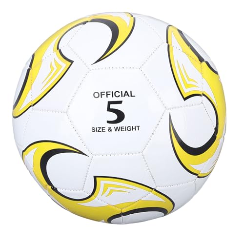 Fydun Size 5 Soccer Ball, PVC for Competitions Training Exams Ball, Liner Official Balls Indoor Outdoor Play and Rubber Tight Nylon Yarn Red - color: Yellow