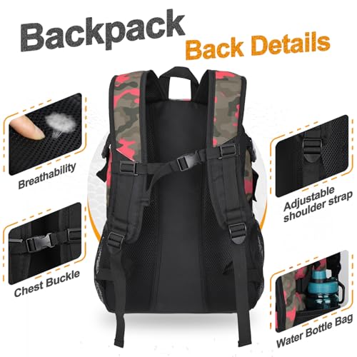 Goloni Soccer Backpack,Basketball Backpack with Ball Compartment & Shoe Compartment,Backpack for Basketball,Soccer - color: Red Green Camouflage