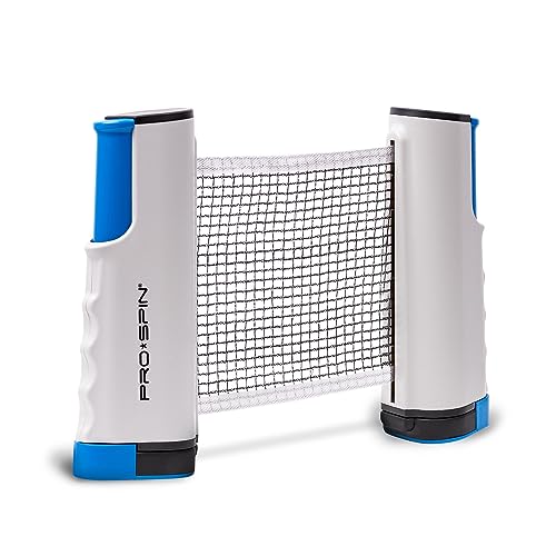 PRO-SPIN Retractable Ping Pong Net – 72" Table Tennis Net with Clamps | Portable Ping Pong Net for Any Table | Includes Custom Mesh Storage Bag | Replacement Table Tennis Net Posts - color: 1-Pack | Blue