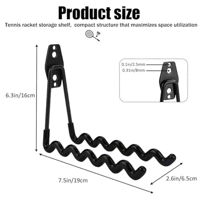 2 Pack Tennis Racket Holder, Wall Mounted Tennis Racket Storage Rack, Badminton Racket Stand for Badminton Rackets Tennis Rackets Table Tennis Rackets with Hardware and Anti-Scratch Silicone Tube