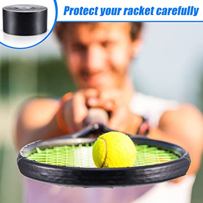 Deekin 2 Pieces Racket Protection Tape Racquet Head Guard for Tennis Practice Racquetball, 16.4' Roll - color: Black