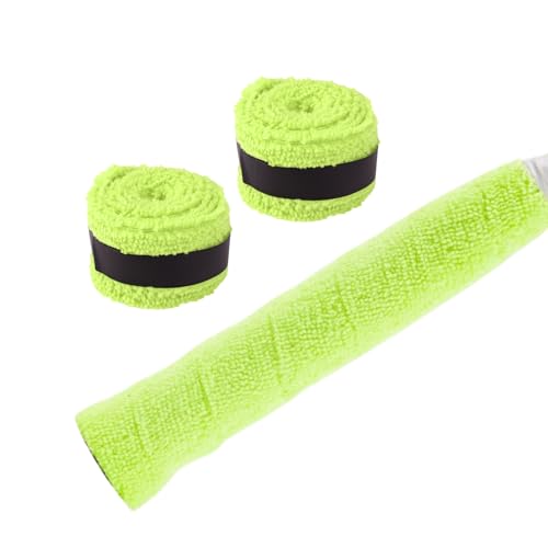 2 Pcs Tennis Racket Grip Tape, Towel Tennis Overgrip Tape, Anti-Slip Absorbent Grip, Racket Overgrip Tape,9 Colors - color: Fluorescent Yellow