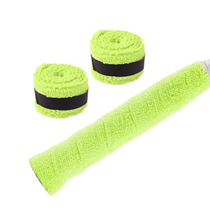 2 Pcs Tennis Racket Grip Tape, Towel Tennis Overgrip Tape, Anti-Slip Absorbent Grip, Racket Overgrip Tape,9 Colors - color: Fluorescent Yellow
