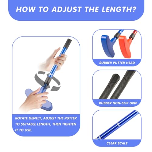 Mini Golf Clubs, 2 Pack Mini Golf Putter and Foam Balls for Men and Women with 2 Golf Training Aid and 6 Foam Golf Balls, Adjustable Length Golf Putter Set Suitable for Teenagers and Adults