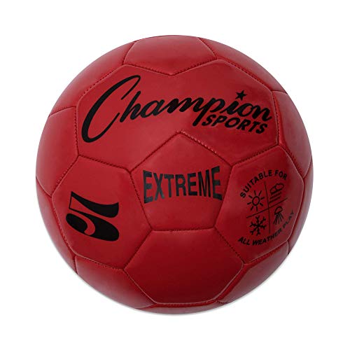 Champion Sports Extreme Series Soccer Ball – Sizes 3, 4, 5, Soft Touch, All Weather, High Air Retention, Youth & Adult League Balls for Training, Games, Outdoor & Indoor Play, Multiple Colors - color: Red, size: Size 5