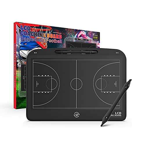 13.5'' Electronic Football Tactical Board, Basketball Coaching LCD Soccer Strategy Board With Stylus Pen, Marker Training Writing Tablet Coach Gifts - color: Basketball Black