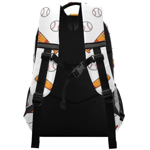 Baseball Bats and Balls Large School Backpacks with Chest Strap for Boys Girls Students,Lightweight Bookbags 17 Inch, Portable Casual Daypack Bags - color: Baseball Bats and Balls
