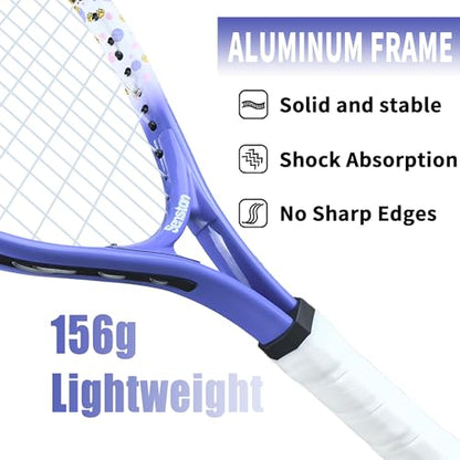 Senston Kids Tennis Racket Set (17 & 23 Inch) - 1 Pack Junior Tennis Racquet, Lightweight Aluminum Frame, Includes Cover - color: blue, size: 17 inch
