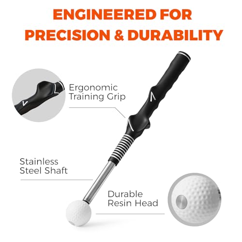 Golf Grip Trainer for Right-Handed Golfers, Golf Swing Training Aid for Proper Hand Position, Grip Pressure, Tempo & Muscle Memory, Indoor Practice & Warm Up, Golf Gifts for Men - size: Golf Retractable Swing Trainer