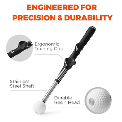Golf Grip Trainer for Right-Handed Golfers, Golf Swing Training Aid for Proper Hand Position, Grip Pressure, Tempo & Muscle Memory, Indoor Practice & Warm Up, Golf Gifts for Men - size: Golf Retractable Swing Trainer