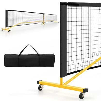 Goplus Portable Pickleball Net, 22FT Regulation Size Pickle Ball Net System with Strong Metal Frame, PE Net, Carry Bag, Ideal for Outdoor Indoor Driveway Backyard