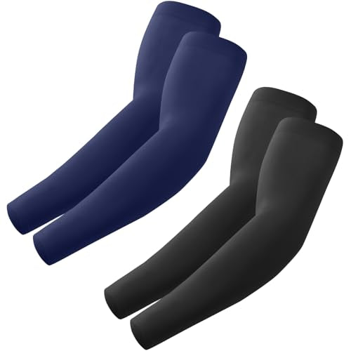 ROXUN Arm Sleeves, Cooling UV Sun Protection Sports Compression for Men/Women - color: 2 Pairs - Black+navy