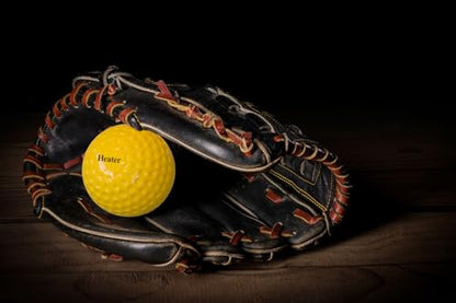 Heater Yellow Dimpled Baseballs, 1 Dozen, Polyurethane Material, Optic Yellow Color, for Use in Real Baseball Pitching Machines