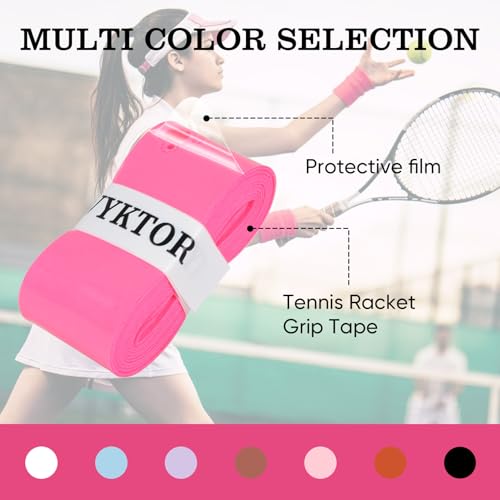 Tennis Racket Grip Tape, Ultra Thin Tacky Tennis Overgrip for Sweat Absorption & Control – Durable Anti-Slip Replacement Grip for Tennis, Badminton & Pickleball (3 Pack) - color: CAT HOT PINK