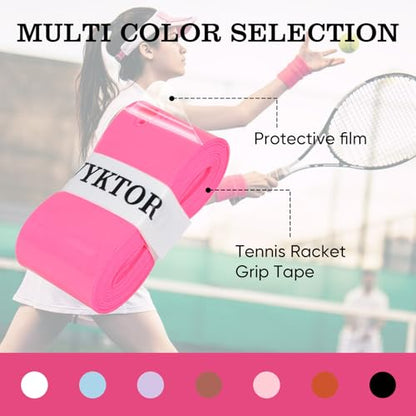 Tennis Racket Grip Tape, Ultra Thin Tacky Tennis Overgrip for Sweat Absorption & Control – Durable Anti-Slip Replacement Grip for Tennis, Badminton & Pickleball (3 Pack) - color: CAT HOT PINK