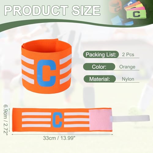 Captain Arm Bands for Soccer, Soccer Captain C Armband, Classic Striped Elastic Protective Arm Badge Player Bands - color: Orange