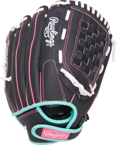 Rawlings | Sure Catch Series Youth Softball Glove - color: Black / Mint / Pink, size: 12.5"
