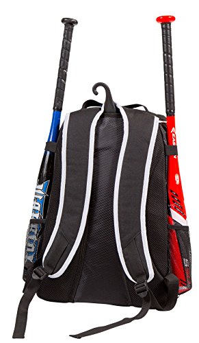 Athletico Baseball Bat Bag - Backpack for Baseball, T-Ball & Softball Equipment & Gear for Youth and Adults | Holds Bat, Helmet, Glove, & Shoes |Shoe Compartment & Fence Hook - color: Black