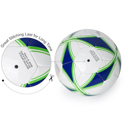 Aoneky Soccer Ball with Pump - color: 5 Pack with 1 Pump - White/Blue/Green, size: 4
