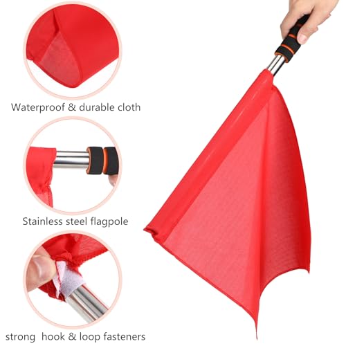 4Pcs Soccer Referee Flags, High Visibility Linesman Signal Flags with Stainless Steel Pole and Sponge Handle, for Soccer Volleyball Basketball Football Sports Competition Training, Referee Kit 4pcs