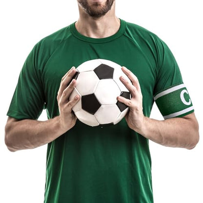 Unisex Captain Armband for Soccer Training, Adults & Youths Classic Captain ‘C' Arm Band Adjustable Elastic Captain Armbands Team Sports Accessories - color: Green