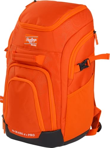Rawlings | FRANCHISE 2.0 Player's Backpack | Baseball/Softball | Rec/Travel | Multiple Styles | Baseball/Softball - color: ATHLETIC ORANGE