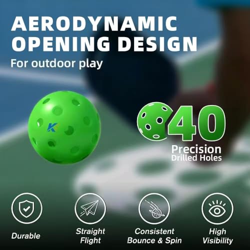 Honeycomb Pickle Balls Outdoor 40 Holes - Durable High Hard Fast Bounce USAPA Approved - True Flight Tournament Pickle Ball - 6Pack - Accessories for Sports&Entertainment Play