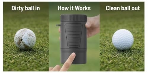 Wash-E: Electric Golf Ball Cleaner – Portable Motorized Washer, USB-C Rechargeable, Clips to Golf Bag – Premium Golf Gift