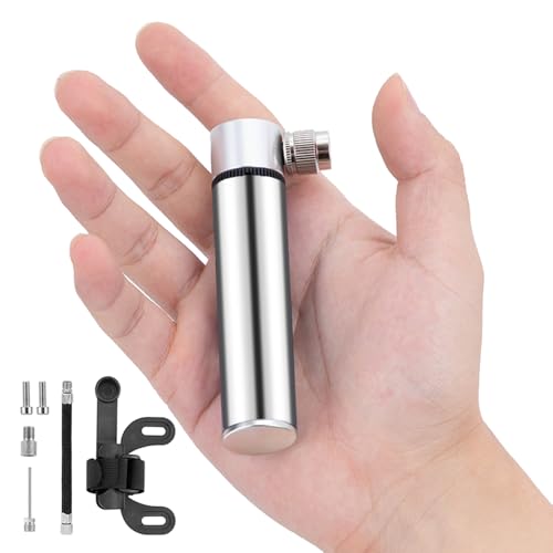Portable Mini Bicycle Pump, Aluminium Bicycle Air Pump, Easy Inflatable, Ball Basketball Pump, 120 PSI High Pressure Air Pump, Road Pump for Road Bike, Mountain Bikes and Balls