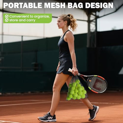 FURWEY Tennis Balls, 12/24/36/80 Pack Bulk Tennis Balls Pressureless Tennis Ball, Come with Mesh Bag for Easy Transport,Pet Dog Playing Balls, Good for Beginner Training Ball - size: 36P