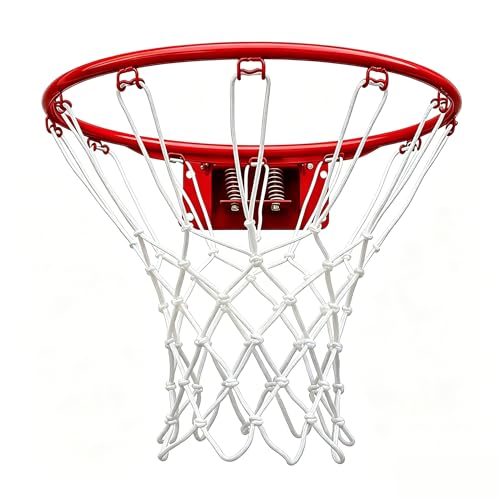 Rakon 18" Replacement Basketball Rim Wall Mount Hoop Hand-Crank Backboard Mounted for Indoor/Outdoor Classic Basketball Court, Teens, Adults, Schools, Parks - color: 18" Red Spring