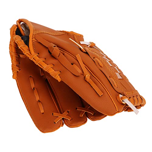 Baseball Pitcher Mitt Optimal Balance PVC Brown Catching Glove for Baseball Training for All Ages - size: 10.5 Inch