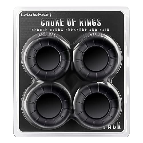 CHAMPKEY Premium Choke Up Rings 4 Pack | Reduced Hands Pain and Pressure Baseball Rings | Ideal for Baseball, Softball and Tee Ball Bat - color: Black
