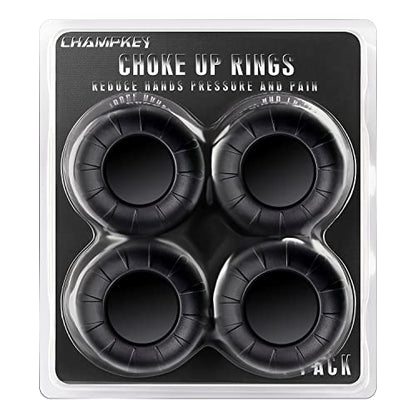 CHAMPKEY Premium Choke Up Rings 4 Pack | Reduced Hands Pain and Pressure Baseball Rings | Ideal for Baseball, Softball and Tee Ball Bat - color: Black