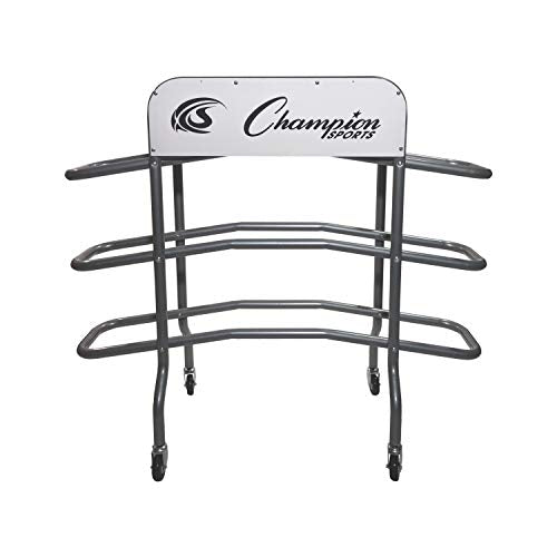 Champion Sports Deluxe Heavy Duty Basketball Storage Cart with Locking Swivel Caster Wheels (Black) - size: Deluxe (15 Ball Capacity)