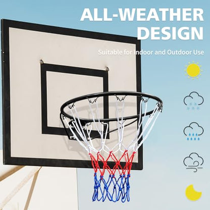 Basketball Rim Replacement Standard 18" Steel Rim Wall Mounted Basketball Goal Hoop with Net for Indoor Outdoor
