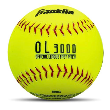 Franklin Sports Official Game Softballs - OL3000 Fastpitch 12" Inch Yellow Softballs - Official Size + Weight Tournament Balls for Practice + Games - 1 Softball - size: 12-Inch, style: 12 Pack
