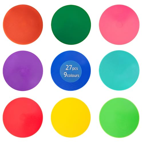 Spot Markers 9 Inch 10 Inch Non Slip Rubber Floor Markers Flat Field Cones Poly Dots for Soccer Basketball Sports Speed Agility Training and Drills - style: 9inch 9pcs